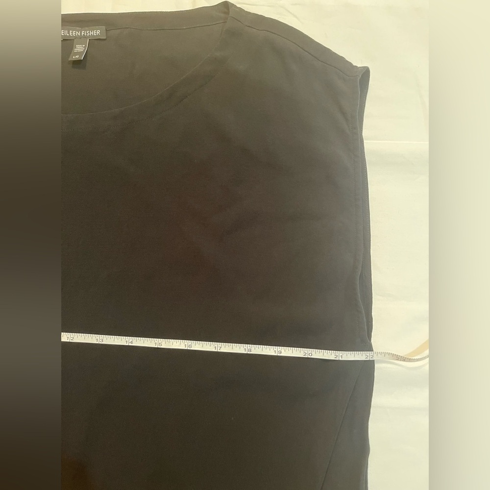 Eileen Fisher 100%Silk Shirt Size Large Black Sleeveless Lightweight - Picture 6 of 7